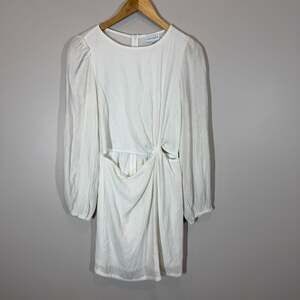 Lucy Paris White Long Sleeve Dress Waist Cutout Twist Front Size S NWT